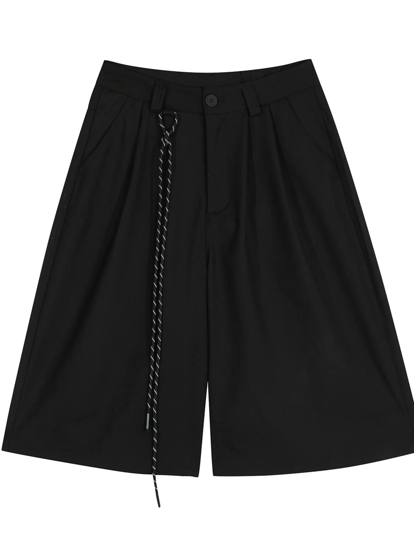 Men's Wide-Leg Shorts with Decorative Drawstring